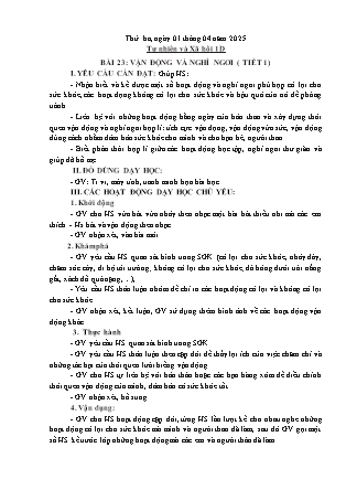 Kế hoạch bài dạy Tự nhiên và Xã hội & Đạo đức Lớp 1 + Lớp 3 - Tuần 29 - Năm học 2024-2025 - Trần Thị Thúy Hà