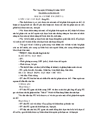 Kế hoạch bài dạy Tự nhiên và Xã hội & Đạo đức Lớp 1 + Lớp 3 - Tuần 25 - Năm học 2024-2025 - Trần Thị Thúy Hà