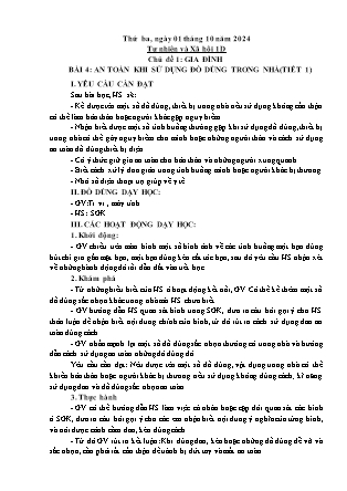 Kế hoạch bài dạy Tự nhiên và Xã hội & Đạo đức Lớp 1 + Lớp 3 - Tuần 4 - Năm học 2024-2025 - Trần Thị Thúy Hà