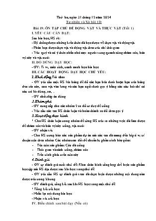Kế hoạch bài dạy Tự nhiên và Xã hội & Đạo đức Lớp 1 + Lớp 3 - Tuần 17 - Năm học 2024-2025 - Trần Thị Thúy Hà