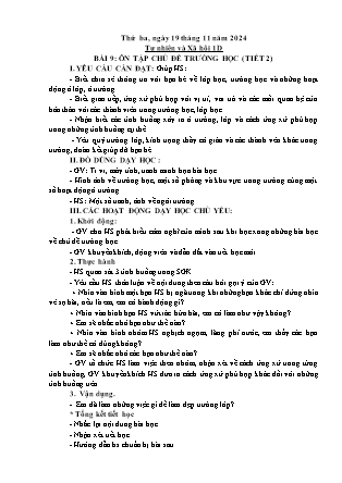 Kế hoạch bài dạy Tự nhiên và Xã hội & Đạo đức Lớp 1 + Lớp 3 - Tuần 11 - Năm học 2024-2025 - Trần Thị Thúy Hà