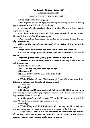 Kế hoạch bài dạy Tự nhiên và Xã hội & Đạo đức Lớp 1 + Lớp 3 - Tuần 15 - Năm học 2024-2025 - Trần Thị Thúy Hà