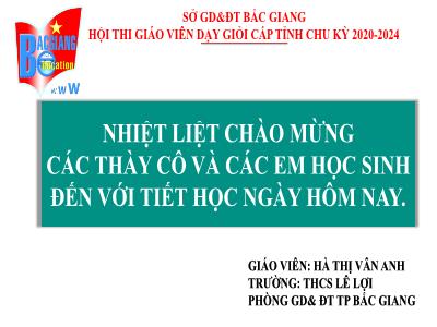 Bài giảng GDCD 8 - Tiết 23, Bài 9: Phòng ngừa tai nạn vũ khí, cháy, nổ và các chất độ hại (Tiết 1) - Hà Thị Vân Anh