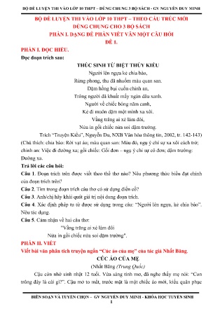 Bộ đề luyện thi vào lớp 10 THPT môn Ngữ văn theo cấu trúc mới