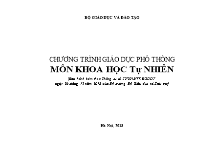Chương trình giáo dục phổ thông môn Khoa học tự nhiên Khối THCS
