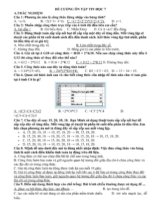 Đề cương ôn tập học kì II Tin học 7