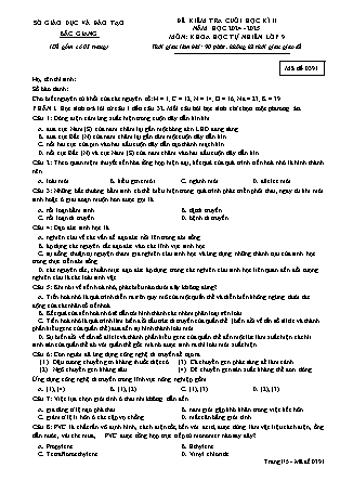 Đề kiểm tra cuối học kì II Khoa học tự nhiên 9 - Mã đề 0391 - Năm học 2024-2025 - Sở GD&ĐT Bắc Giang (Có đáp án)
