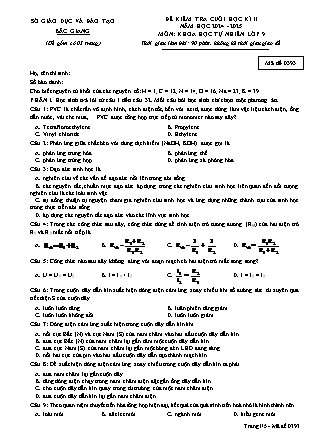Đề kiểm tra cuối học kì II Khoa học tự nhiên 9 - Mã đề 0393 - Năm học 2024-2025 - Sở GD&ĐT Bắc Giang (Có đáp án)