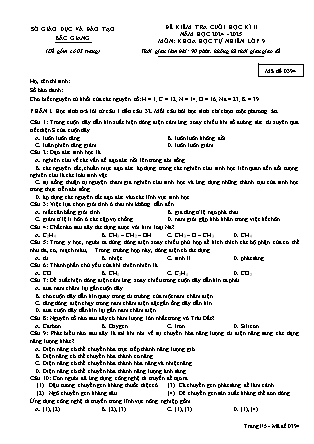 Đề kiểm tra cuối học kì II Khoa học tự nhiên 9 - Mã đề 0394 - Năm học 2024-2025 - Sở GD&ĐT Bắc Giang (Có đáp án)