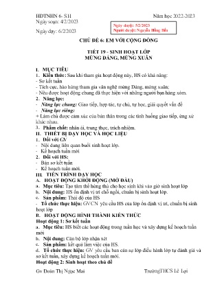 Giáo án Hoạt động trải nghiệm 6 - Tuần 23, Chủ đề 6: Em với cộng đồng - Năm học 2022-2023 - Đoàn Thị Ngọc Mai