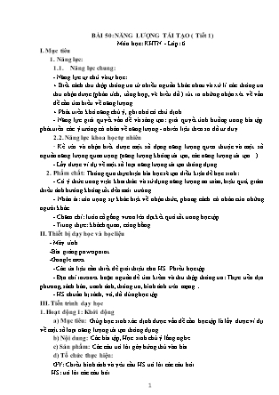 Giáo án Khoa học tự nhiên 6 - Bài 50: Năng lượng tái tạo