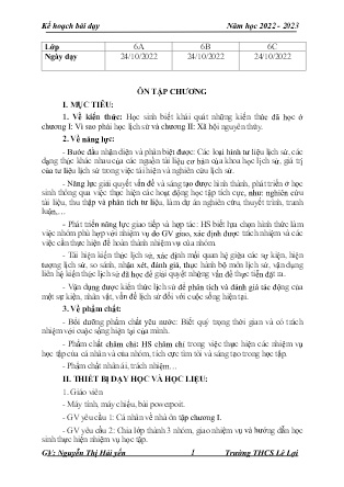 Giáo án Lịch sử 6 - Tuần 8: Ôn tập - Năm học 2022-2023 - Nguyễn Thị Hải Yến