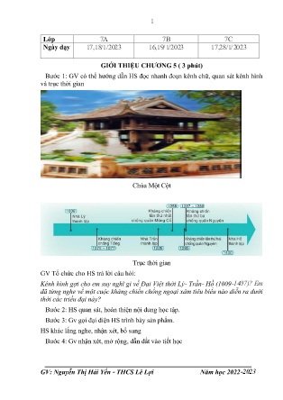 Giáo án Lịch sử 7 - Tiết 25+26, Bài 11: Nhà Lý xây dựng và phát triển đất nước - Năm học 2022-2023 - Nguyễn Thị Hải Yến