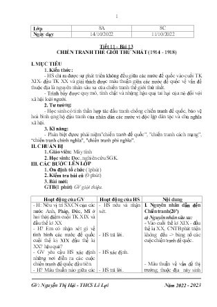 Giáo án Lịch sử 8 - Tuần 6 - Năm học 2022-2023 - Nguyễn Thị Hải Yến