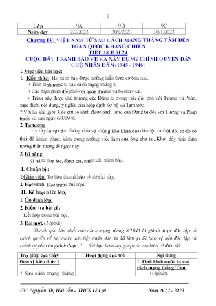 Giáo án Lịch sử 9 - Tuần 22 - Năm học 2022-2023 - Nguyễn Thị Hải Yến