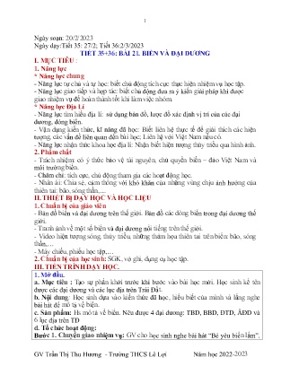 Giáo án Lịch sử và Địa lí 6 - Tuần 26 - Năm học 2022-2023 - Trần Thị Thu Hương