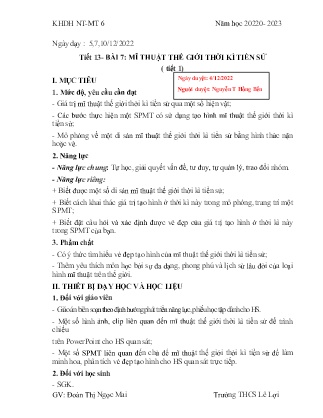 Giáo án Mĩ thuật 6 - Tuần 14 - Năm học 2021-2022 - Đoàn Thị Ngọc Mai