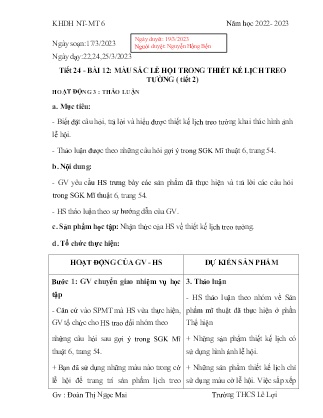 Giáo án Mĩ thuật 6 - Tuần 29 - Năm học 2022-2023 - Đoàn Thị Ngọc Mai