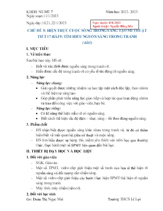 Giáo án Mĩ thuật 7 - Tuần 21, Chủ đề 5: Hiện thực cuộc sống trong sáng tạo mĩ thuật - Năm học 2022-2023 - Đoàn Thị Ngọc Mai