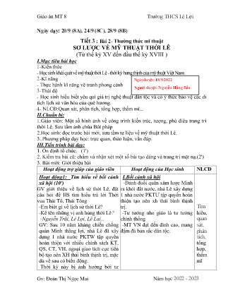 Giáo án Mĩ thuật 8 - Tiết 3, Bài 2: Thường thức mĩ thuật Sơ lược về mĩ thuật thời Lê - Năm học 2022-2023 - Doàn Thị Ngọc Mai