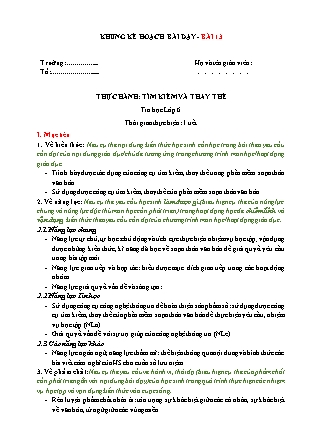 Giáo án Tin học 6 - Bài 13: Tìm kiếm và thay thế