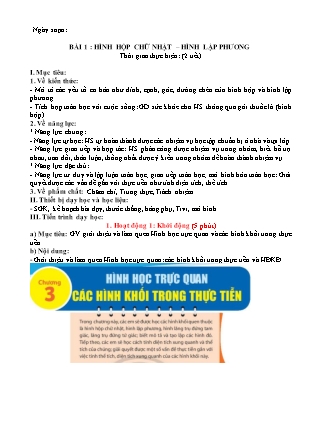 Giáo án Toán 7 - Bài 1: Hình hộp chữ nhật. Hình lập phương