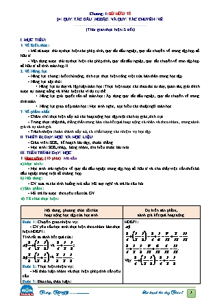 Giáo án Toán 7 - Chương 1: Số hữu tỉ - Bài 4: Quy tắc dấu ngoặc và quy tắc chuyển vế