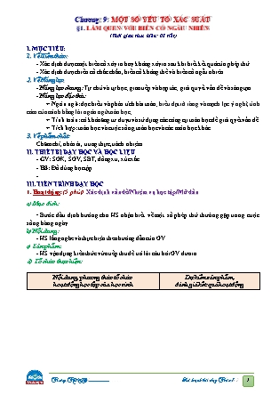 Giáo án Toán 7 - Chương 9: Một số yếu tố xác suất - Bài 1: Làm quen với biến cố ngẫu nhiên