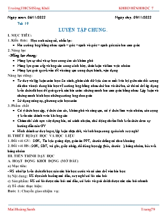 Giáo án Toán 7 - Tiết 19: Luyện tập chung - Năm học 2022-2023 - Mai Hoàng Sanh