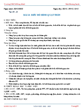 Giáo án Toán 7 - Tiết 29-31, Bài 18: Biểu đồ hình quạt tròn - Năm học 2022-2023 - Mai Hoàng Sanh