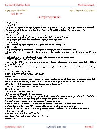 Giáo án Toán 7 - Tiết 36+37: Luyện tập chung - Năm học 2022-2023 - Mai Hoàng Sanh