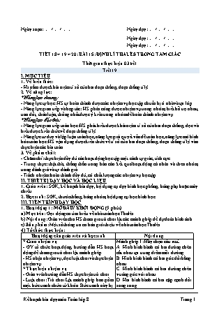 Giáo án Toán 8 - Tiết 18-26, Chương 4: Định lí Thanles