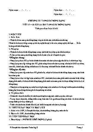 Giáo án Toán 8 - Tiết 27-41, Chương IX: Tam giác đồng dạng