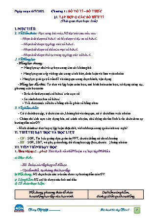 Giáo án Toán Lớp 7 - Chương I: Số vô tỉ. Số thực - Bài 1: Tập hợp Q các số hữu tỉ - Năm học 2022-2023
