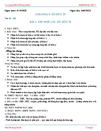 Giáo án Toán Lớp 7 - Tuần 1 - Năm học 2022-2023 - Mai Hoàng Sanh