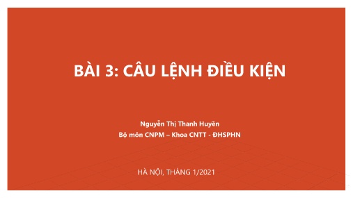 Giáo trình Python - Bài 3: Câu lệnh điều kiện