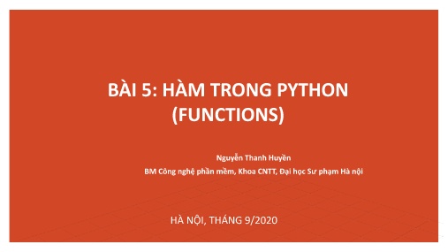 Giáo trình Python - Bài 5: Hàm trong Python (Functions)