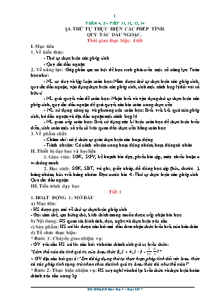 Kế hoạch bài dạy Toán 7 - Tiết 11-14, Bài 4: Thứ tự thực hiện các phép tính. Quy tắc dấu ngoặc