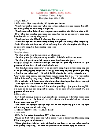 Kế hoạch bài dạy Toán 7 - Tiết 13-15, Bài 3: Hai đường thẳng song song