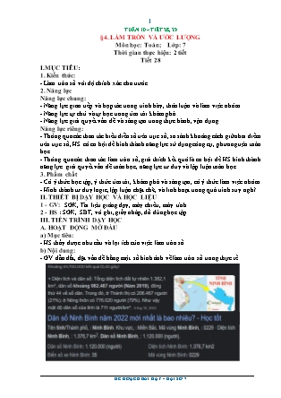 Kế hoạch bài dạy Toán 7 - Tiết 28+29, Bài 4: Làm tròn và ước lượng