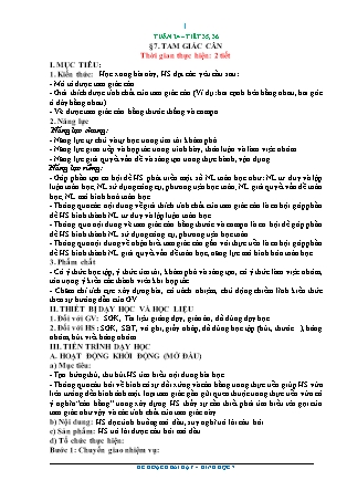 Kế hoạch bài dạy Toán 7 - Tiết 35+36, Bài 7: Tam giác cân