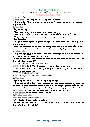 Kế hoạch bài dạy Toán 7 - Tiết 49+50, Bài 13: Tính chất 3 đường cao của tam giác