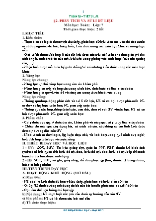 Kế hoạch bài dạy Toán 7 - Tiết 51+52, Bài 2: Phân tích và xử lí dữ liệu