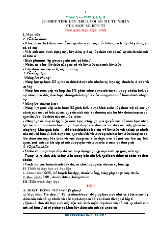 Kế hoạch bài dạy Toán 7 - Tiết 7-10, Bài 3: Phép tính lũy thừa với số mũ tự nhiên của 1 số hữu tỉ