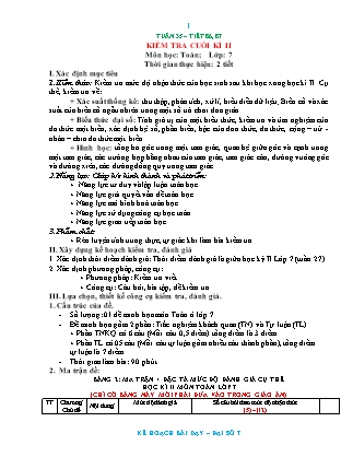 Kế hoạch bài dạy Toán 7 - Tiết 86+87: Kiểm tra cuối học kì II