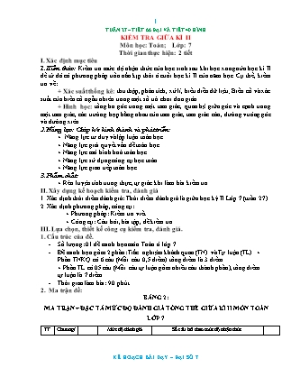 Kế hoạch bài dạy Toán 7 - Tuần 27