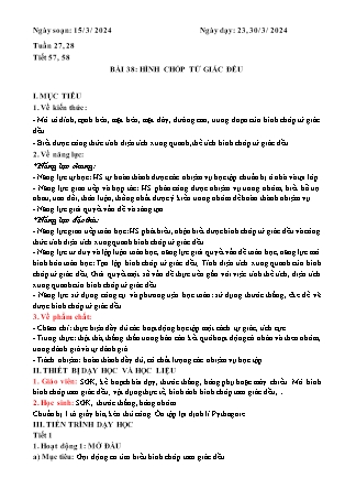 Kế hoạch bài dạy Toán 8 - Tiết 45-51, Chương 10: Một số hình khối trong thực tiễn