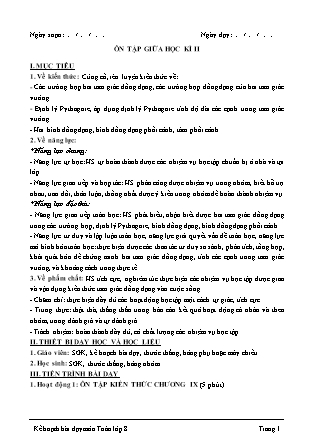 Kế hoạch bài dạy Toán 8 - Tiết: Ôn tập học kì II