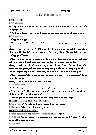 Kế hoạch bài dạy Toán Lớp 8 - Tiết: Ôn tập cuối học kì II