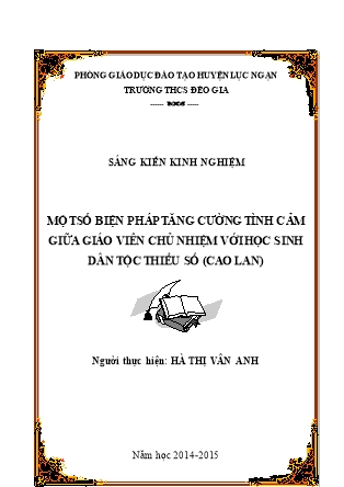 Một số biện pháp tăng cường tình cảm giữa giáo viên chủ nhiệm với học sinh dân tộc thiểu số (Cao Lan)